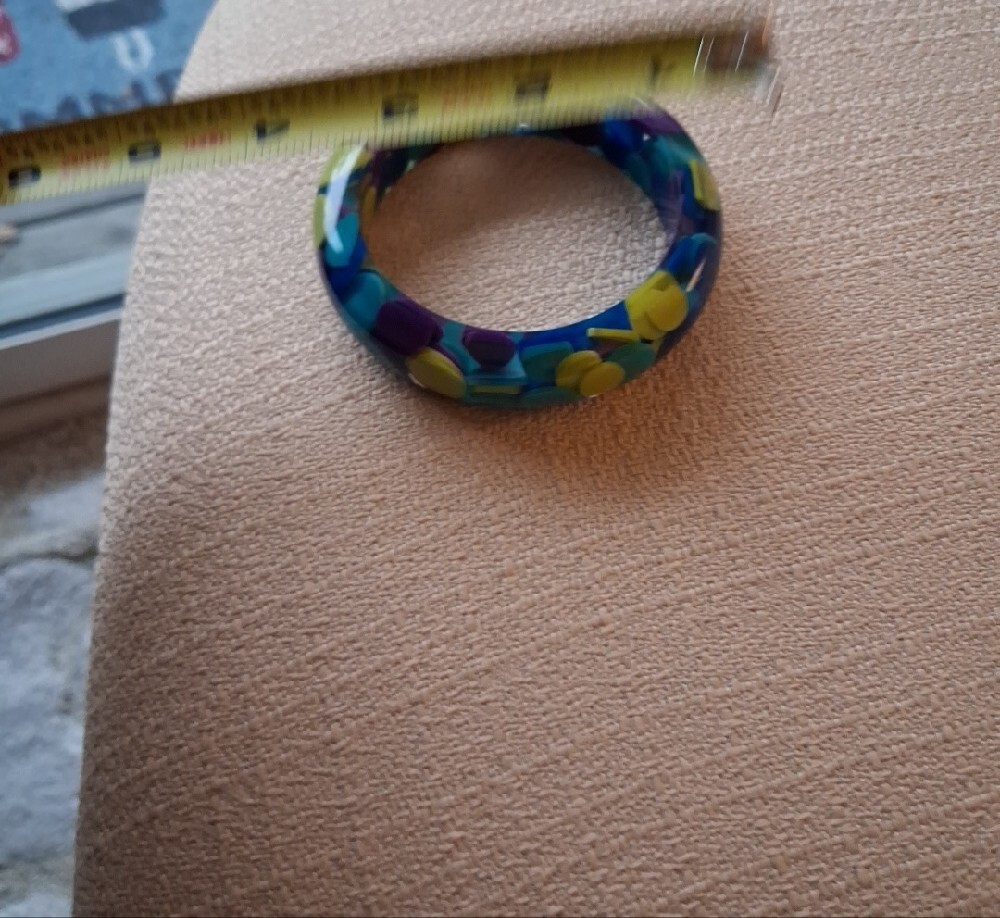 Sobral Blue, Purple & Yellow Resin Bangle Bracelet - Picture 16 of 16